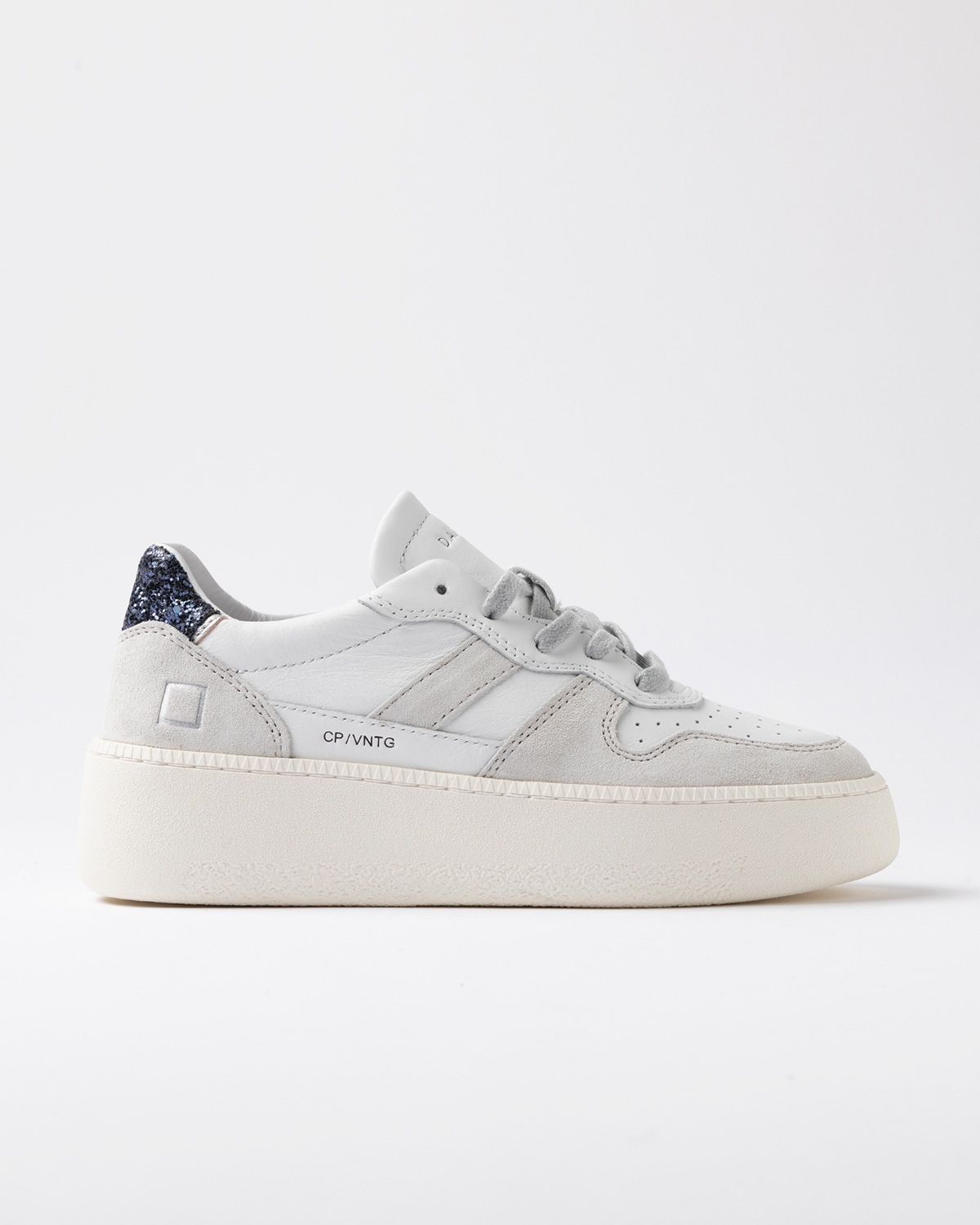 D.A.T.E.: COURT PLATFORM VINTAGE CALF WHITE-BLUE