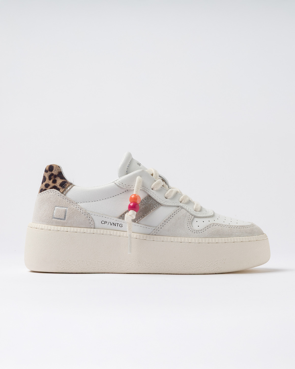 D.A.T.E.: COURT PLATFORM VINTAGE CALF WHITE-LEOPARD