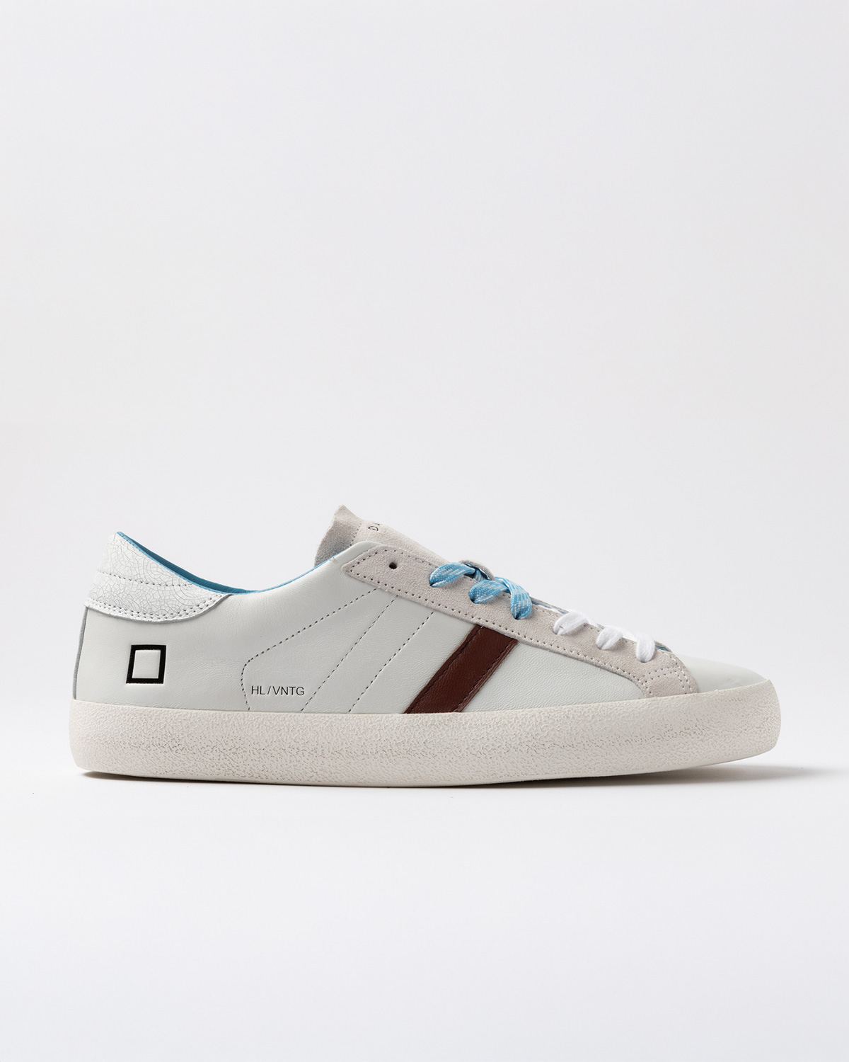 D.A.T.E.: HILL LOW VINTAGE CALF WHITE-TURQUOISE