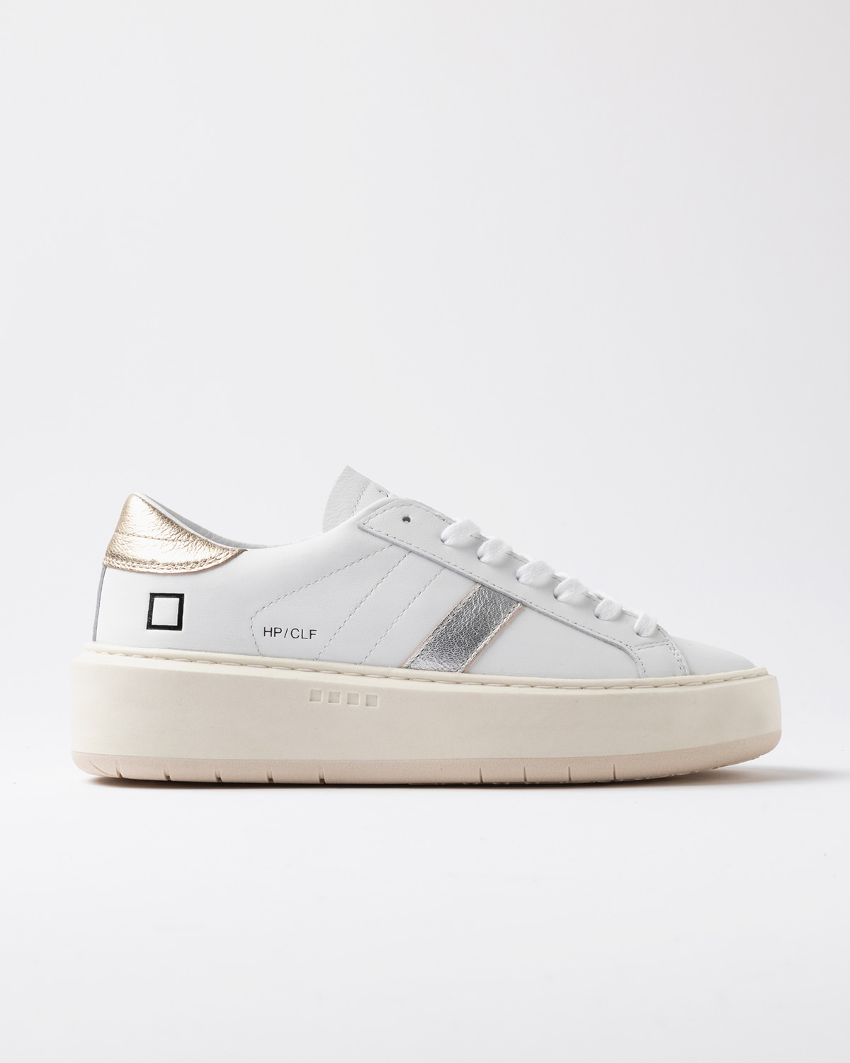 D.A.T.E.: HILL PLATFORM CALF WHITE-LAMINATED