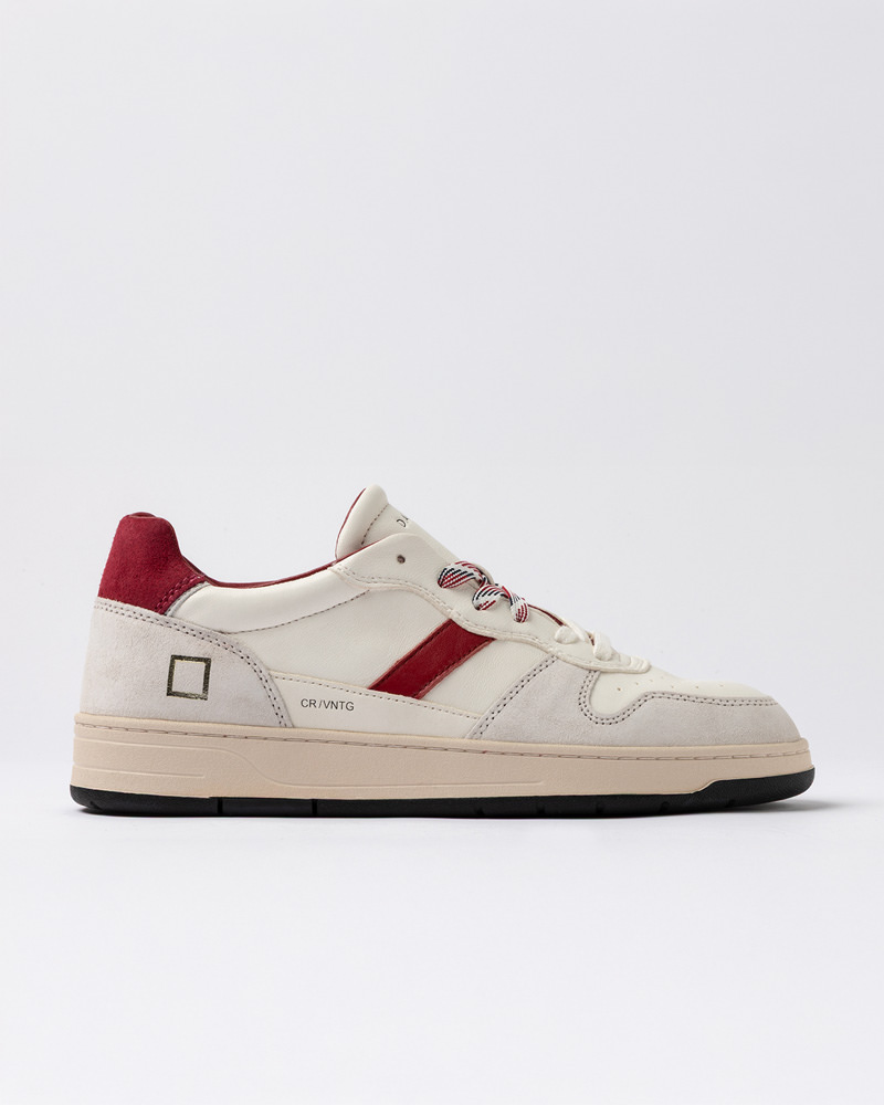 D.A.T.E.: COURT 2.0 VINTAGE CALF WHITE-BORDEAUX