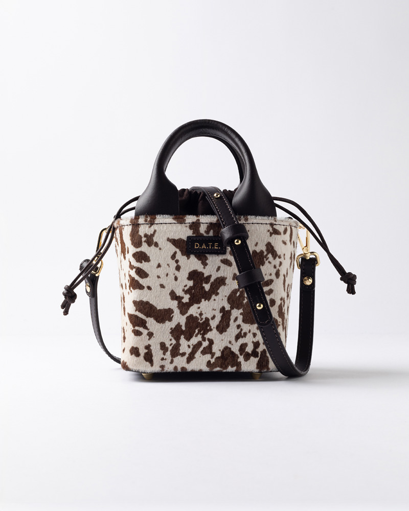D.A.T.E.: CUBO BAG COW WHITE-BROWN