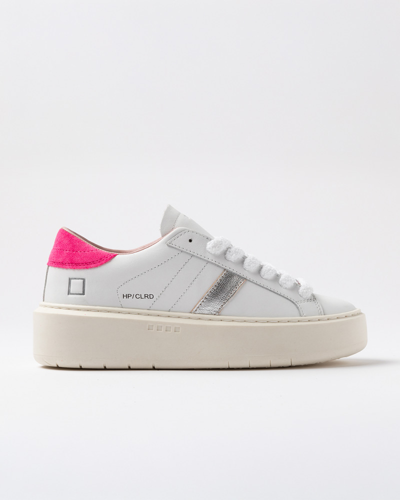 D.A.T.E.: HILL LOW PLATFORM COLORED WHITE-FUXIA