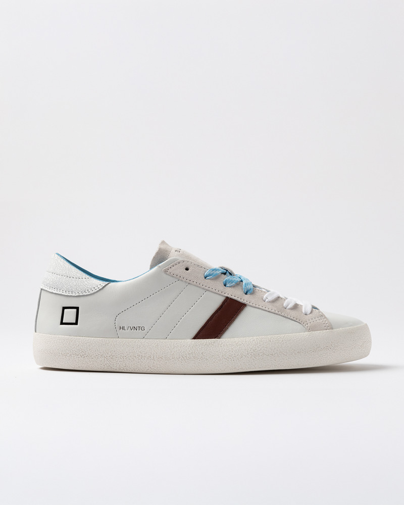 D.A.T.E.: HILL LOW VINTAGE CALF WHITE-TURQUOISE