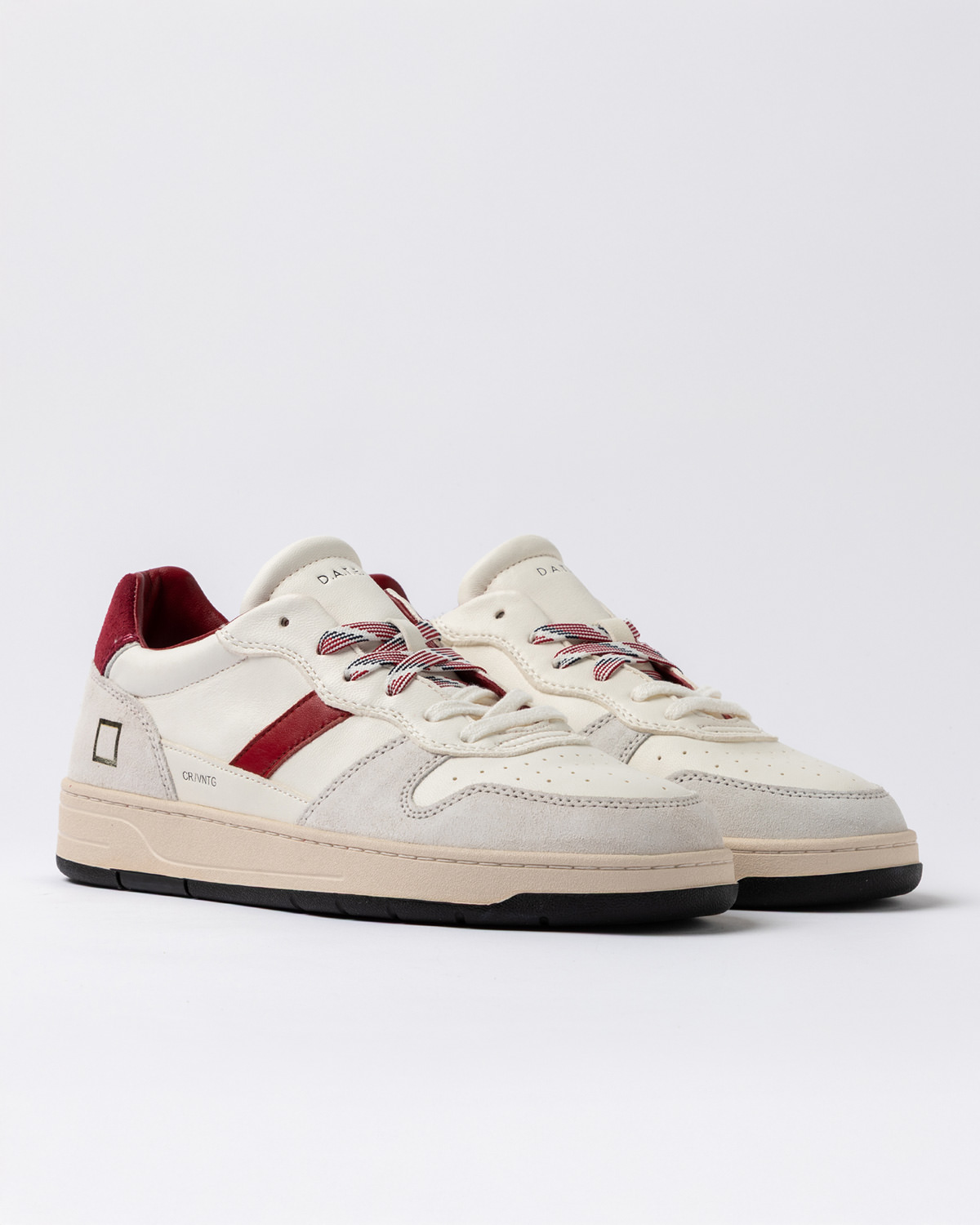 D.A.T.E.: COURT 2.0 VINTAGE CALF WHITE-BORDEAUX