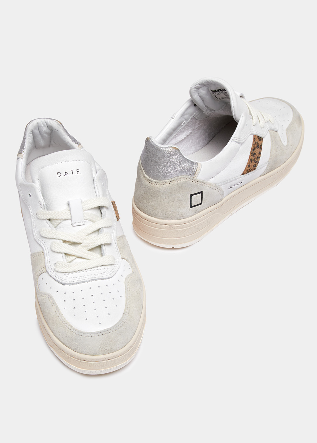 D.A.T.E.: COURT 2.0 VINTAGE CALF WHITE-LEOPARD