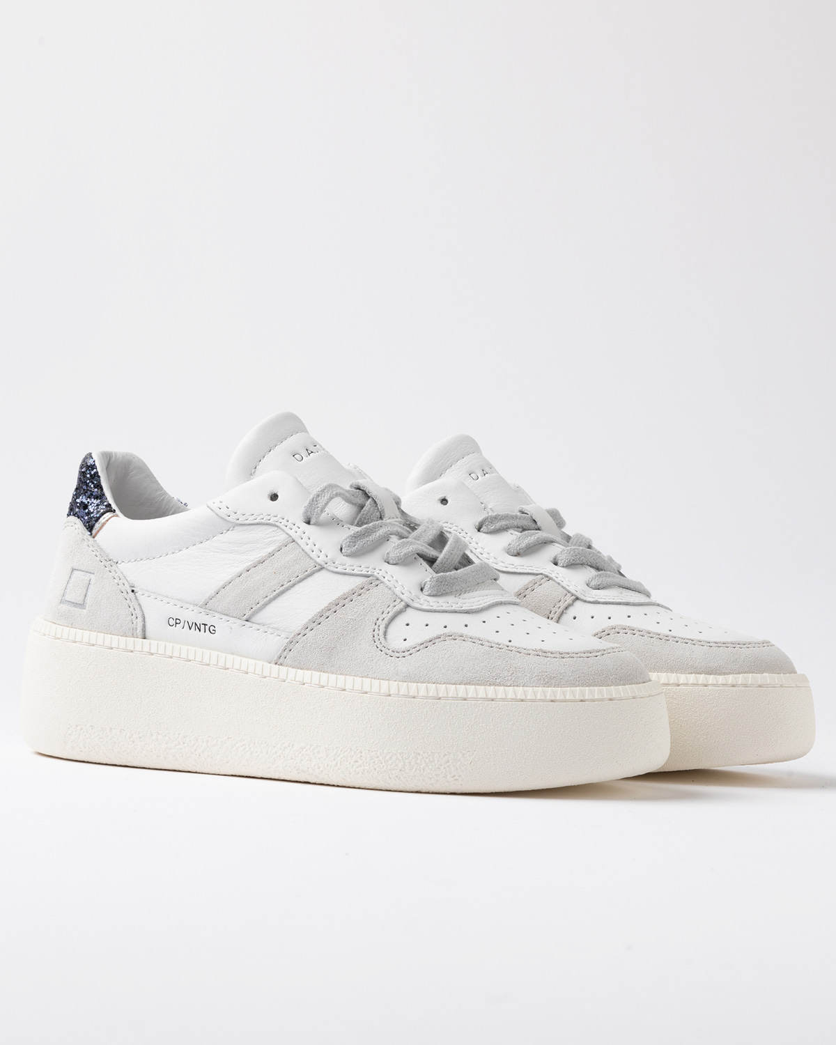 D.A.T.E.: COURT PLATFORM VINTAGE CALF WHITE-BLUE