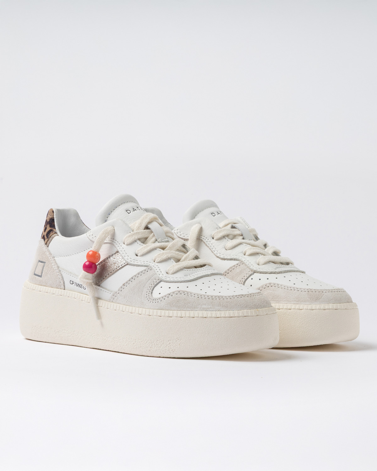 D.A.T.E.: COURT PLATFORM VINTAGE CALF WHITE-LEOPARD