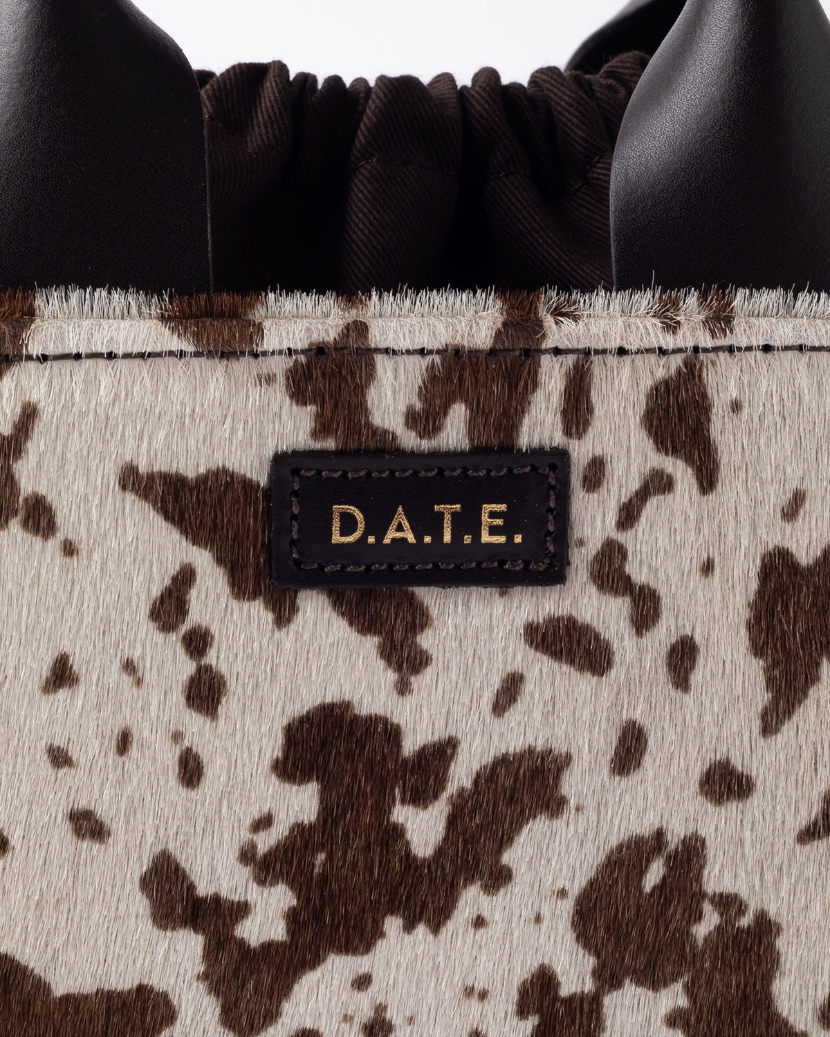 D.A.T.E.: CUBO BAG COW WHITE-BROWN