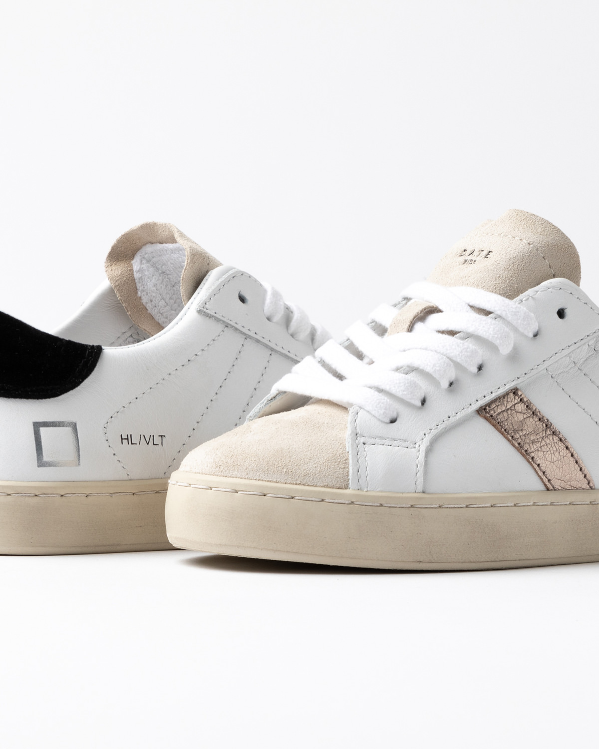 D.A.T.E.: HILL LOW 2 VELVET WHITE-BLACK