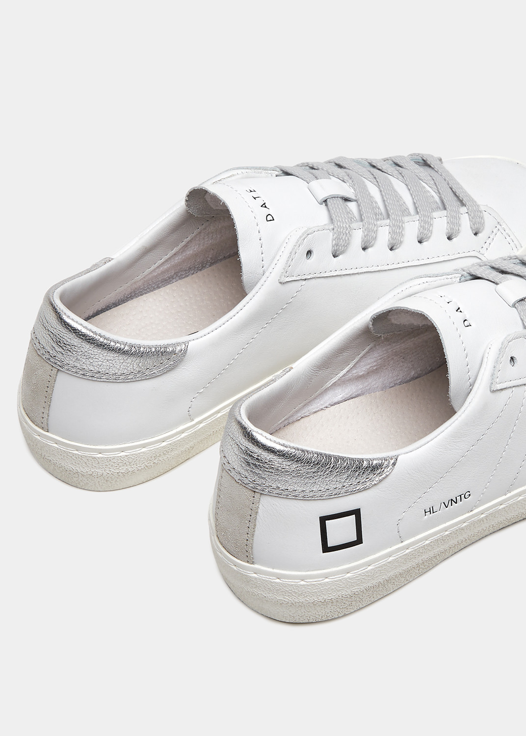 D.A.T.E.: HILL LOW VINTAGE CALF WHITE-SILVER