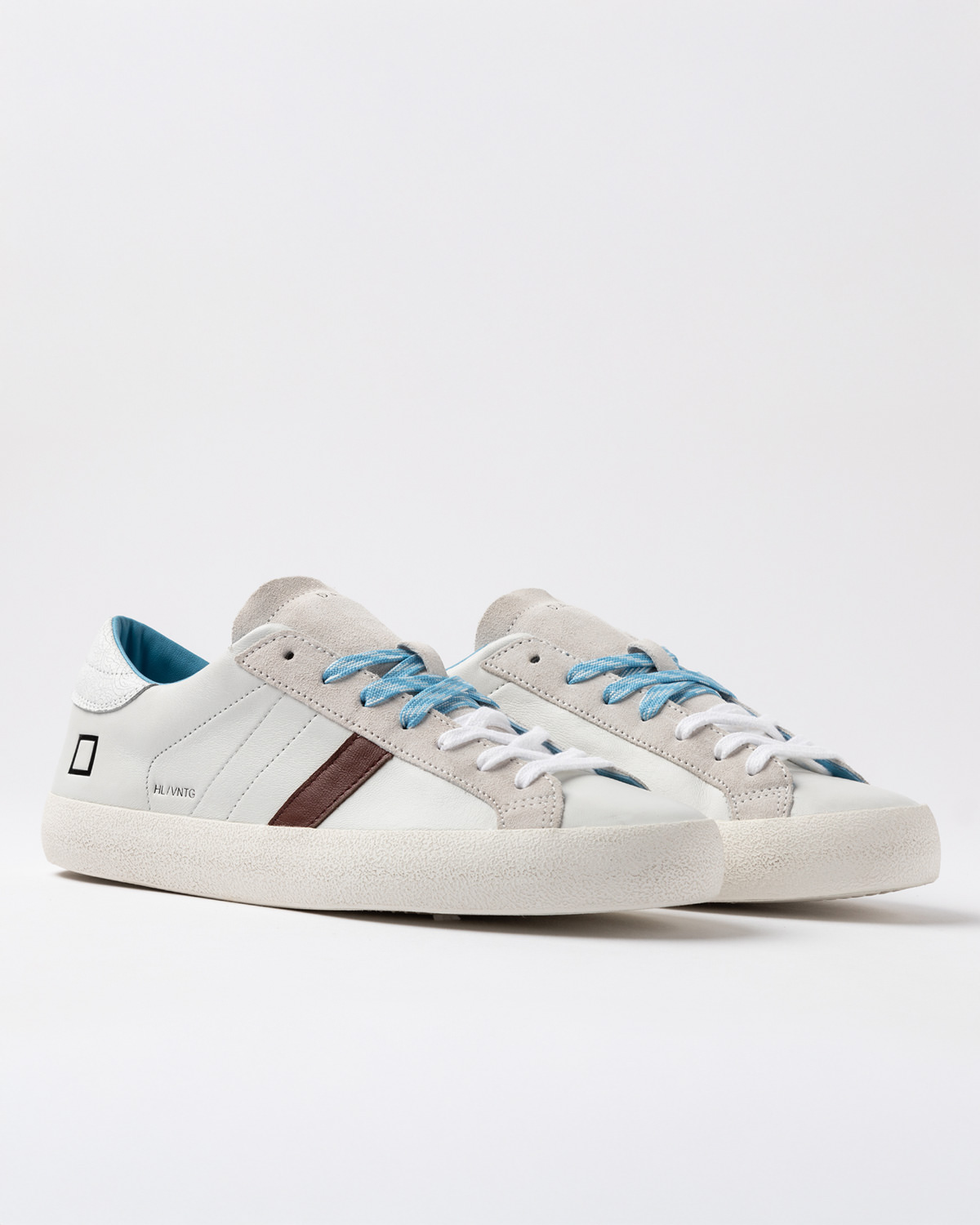 D.A.T.E.: HILL LOW VINTAGE CALF WHITE-TURQUOISE