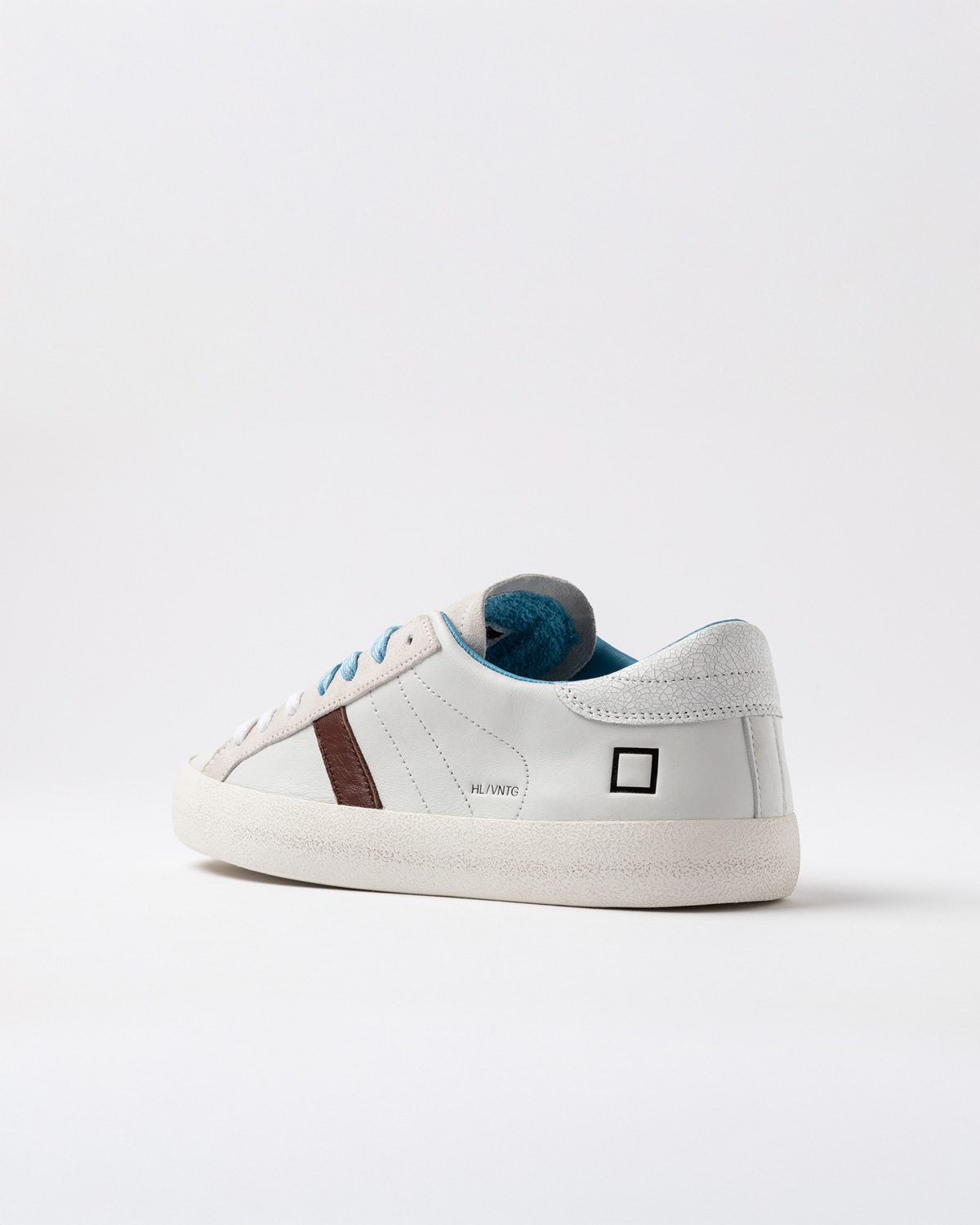 D.A.T.E.: HILL LOW VINTAGE CALF WHITE-TURQUOISE
