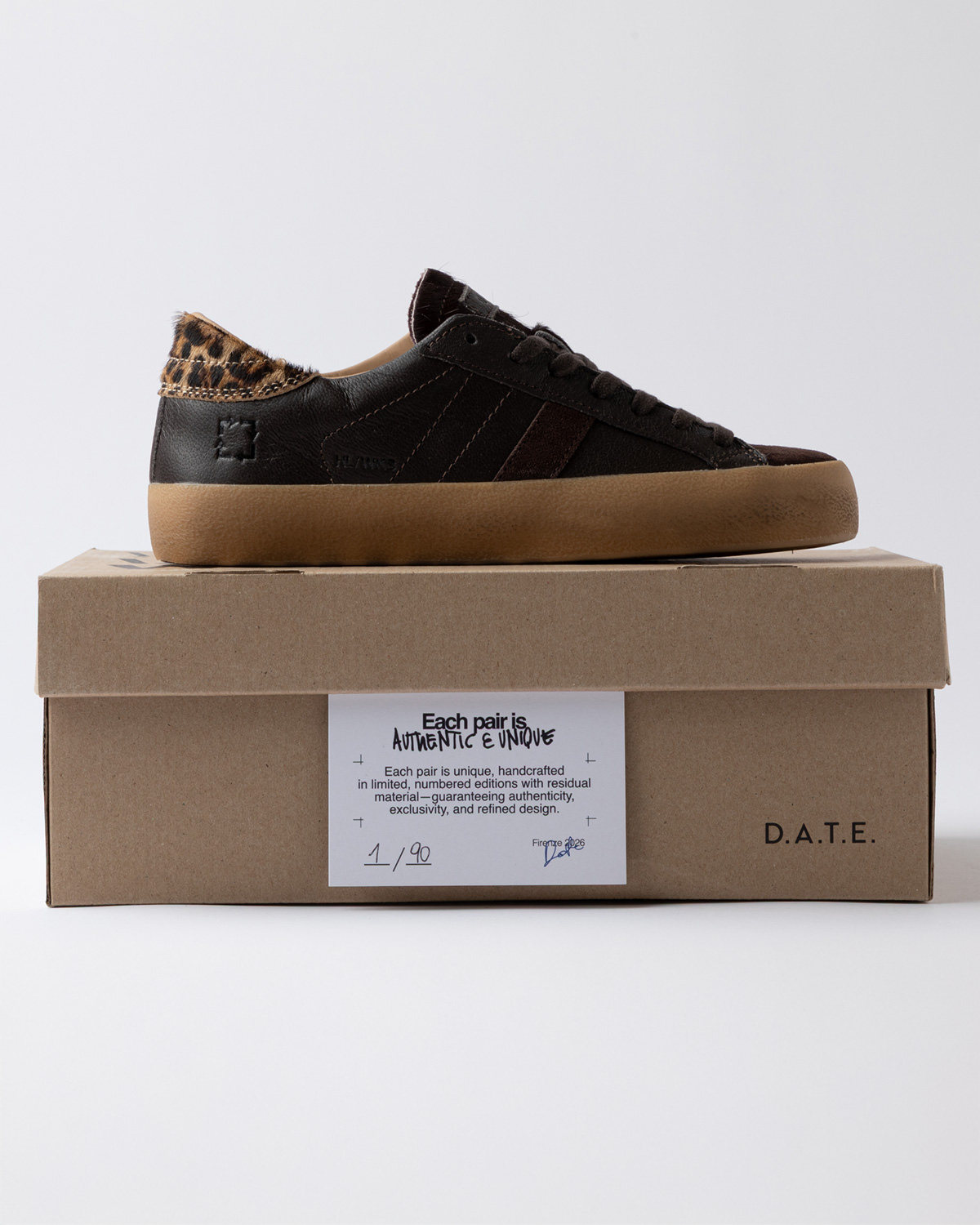 D.A.T.E.: HILL LOW WORKSHOP BROWN-LEOPARD
