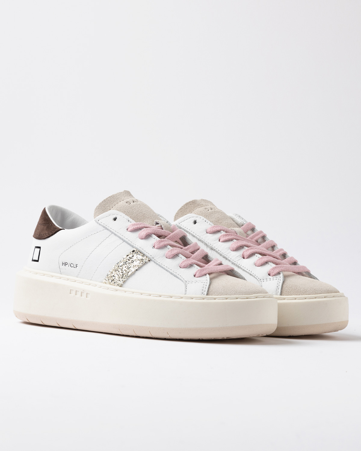 D.A.T.E.: HILL PLATFORM CALF WHITE-PLATINUM