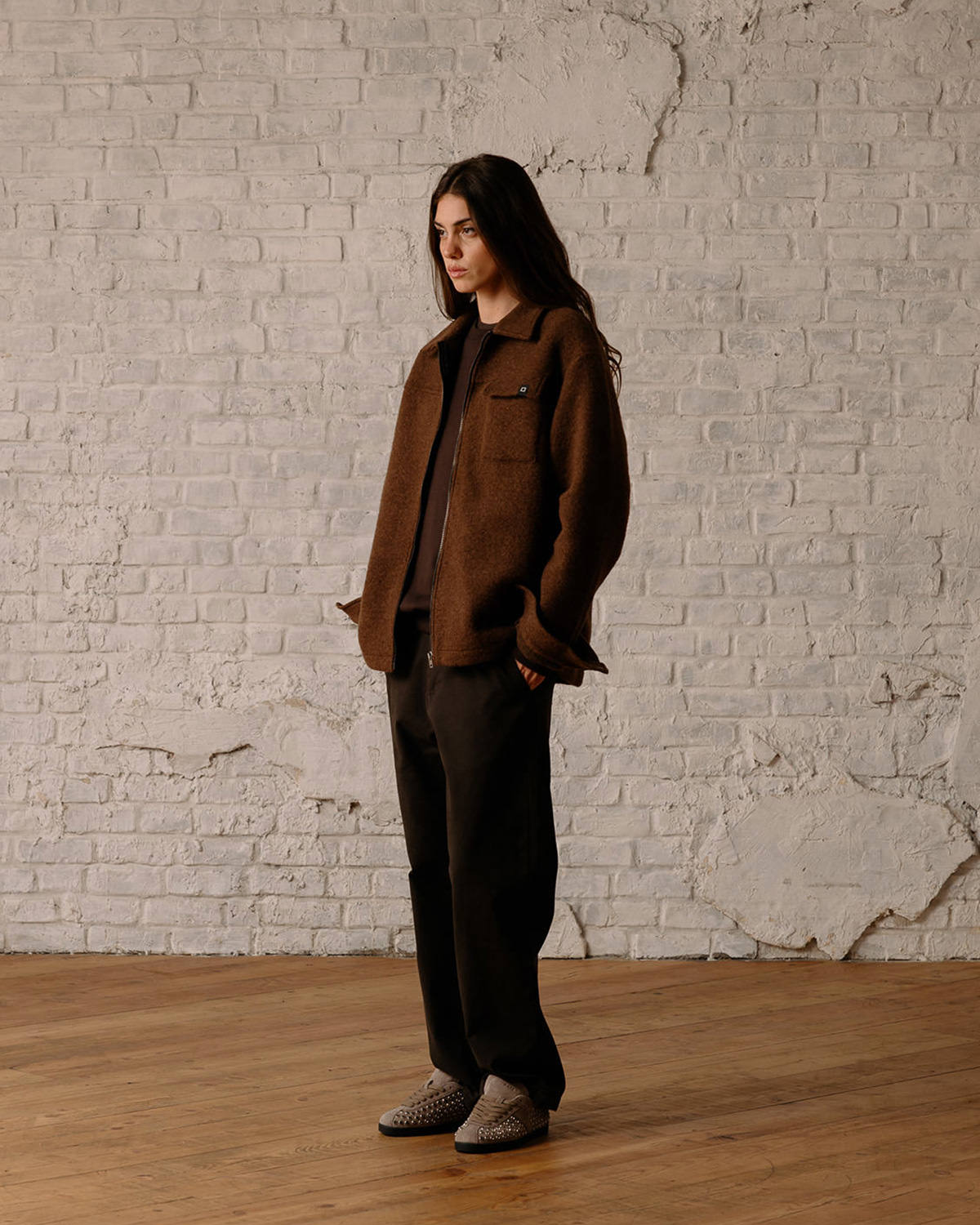 D.A.T.E.: SHIRT JACKET BASIC BROWN