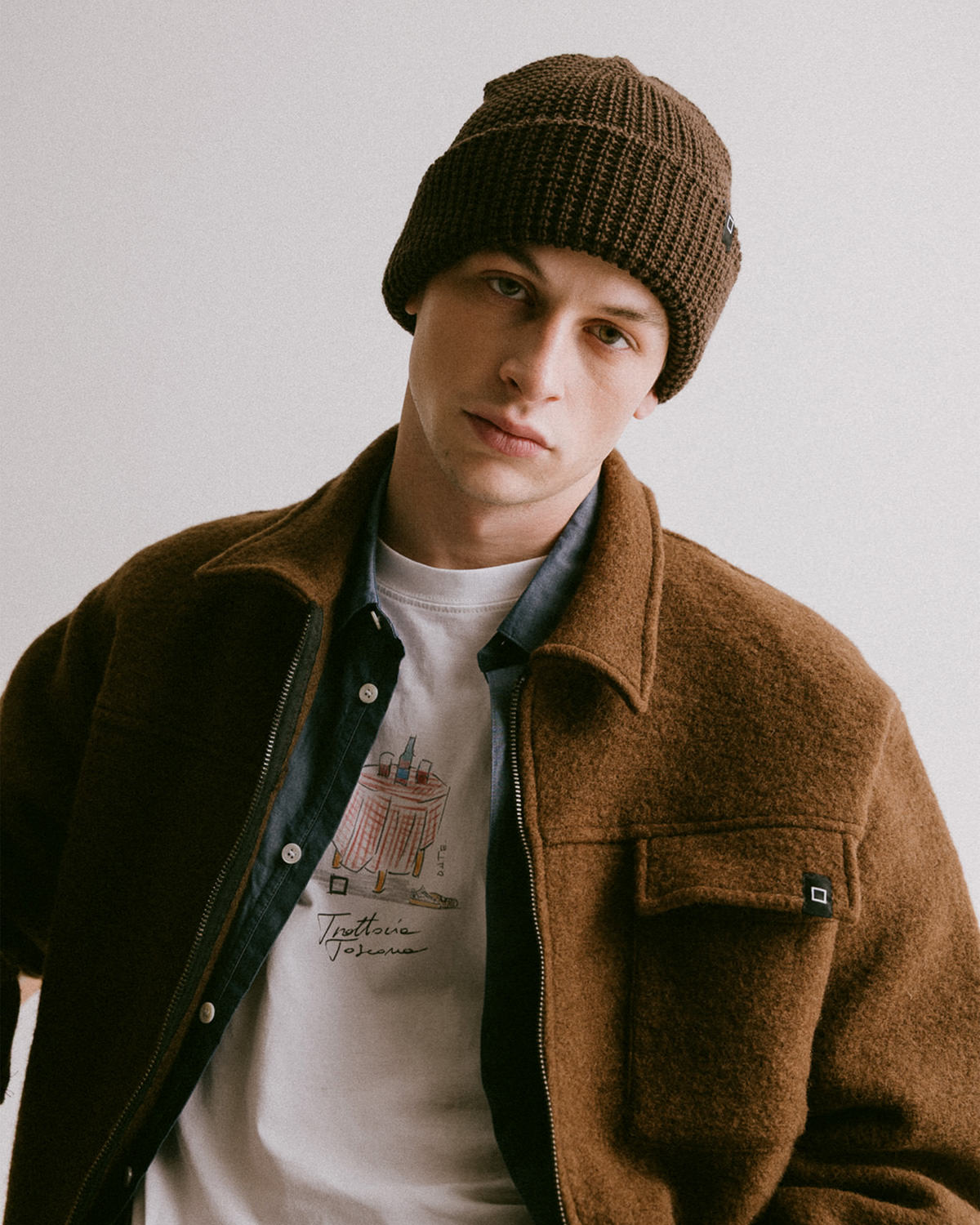 D.A.T.E.: SHIRT JACKET BASIC BROWN